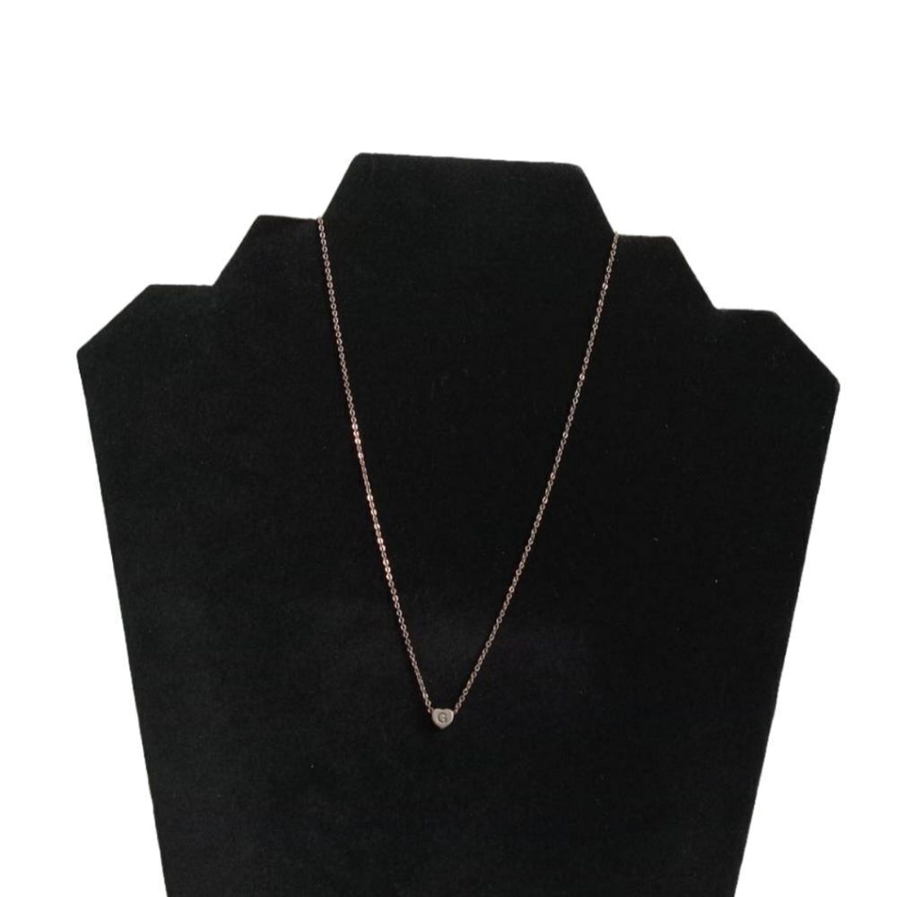 Gold Toned Mini Heart Shaped Engraved G Initial Pendant Single Strand Necklace